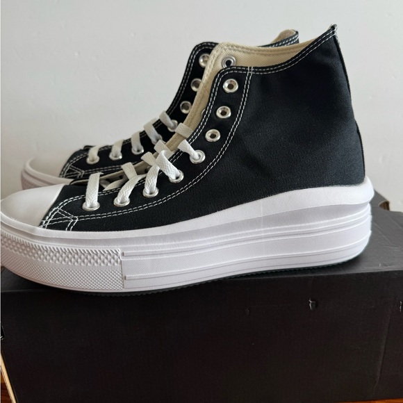 Converse Chuck Taylor All Star Move Hi Black White Platform Sneakers Women’s 10 - Picture 3 of 5